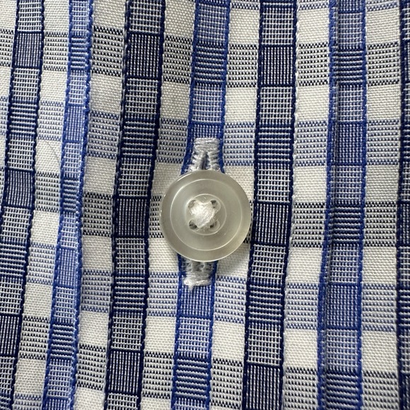 UNTUCKit Shirt Mens Medium Blue Check Slim‎ Fit Dante Short Sleeve Button Up - Picture 4 of 7